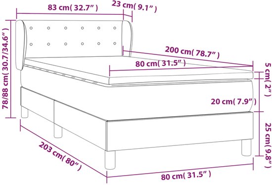 vidaXL - Boxspring - met - matras - kunstleer - grijs - 80x200 - cm