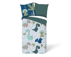 Bedsupplies - Kinderdedbed - Dekbed Zonder Overtrek - 140x200 - Dinosaurus - Groen/Wit