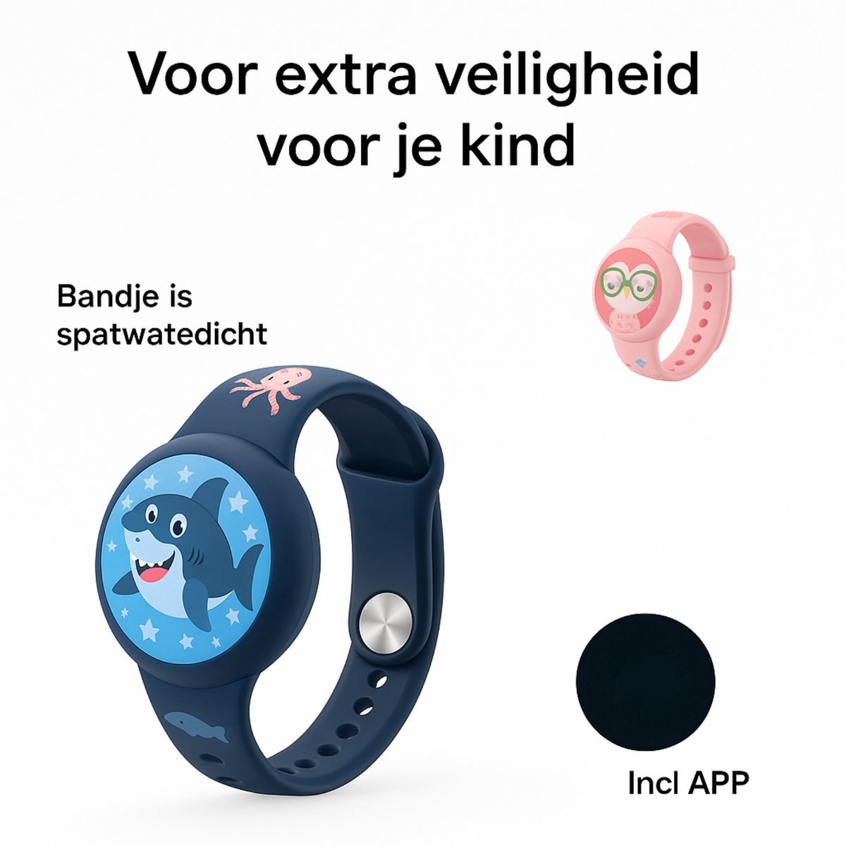 Waterdichte GPS Armband voor Kinderen + GPS - Verstelbaar, Siliconen GPS Tracker Houder - Blauw