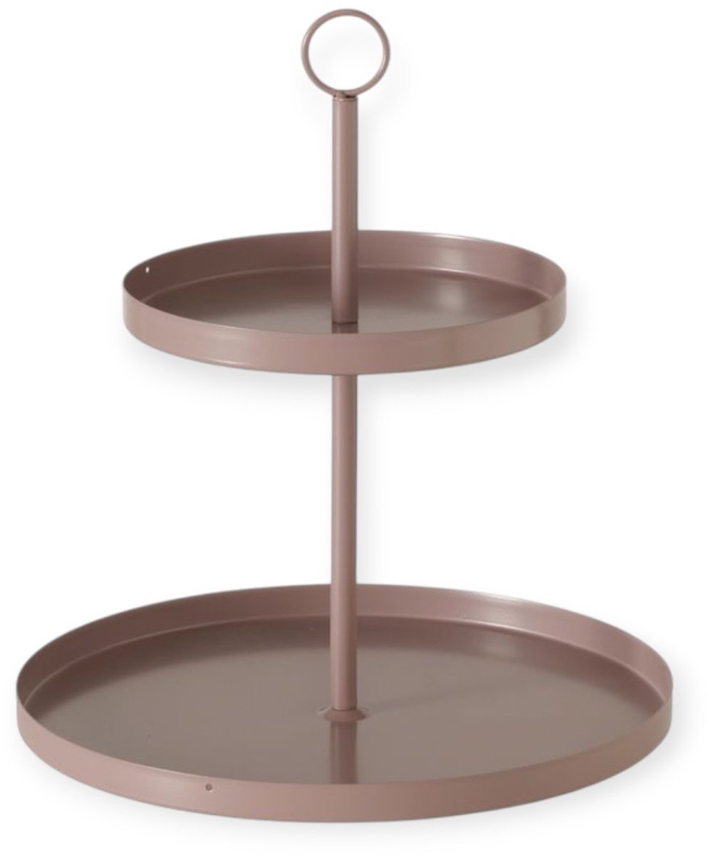 Boltze - Etagère - 2-laags - Metaal - Bruin – Ø30 cm - Hoogte 34 cm - Food Safe