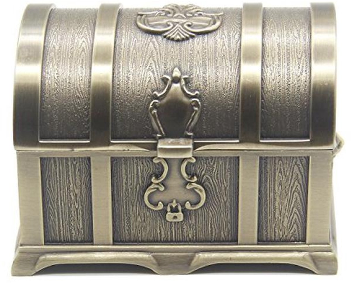 Vintage metalen sieraden opbergdoos voor meisjes en dames - rechthoekig geschenkdoos in brons
