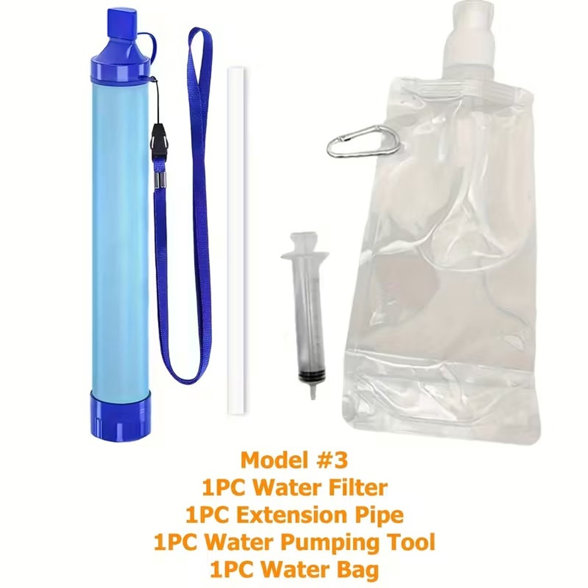 Waterfilter - De Complete set! - Survival waterfilter Straw -Noodpakket - BPA-vrij - Filtert tot 1500L - camping en Reizen -Waterfilter - Drinkwater- water filter survival - personal water filter-