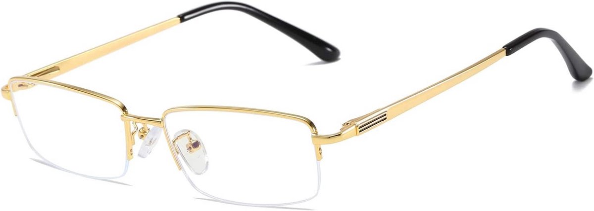 Half Rimless Metalen Oogkleding Frames - Blauw Licht Blokkeren & Transparante Lens