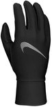 Zwarte Nike hardloop handschoen met zilveren Swoosh logo.