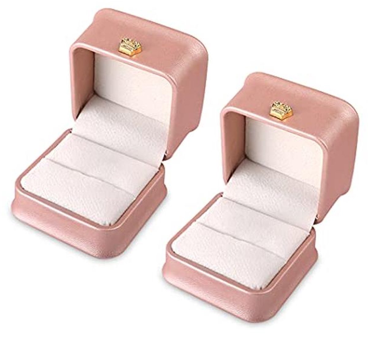 Rolin Roly 2PCS Sieradendoos met PU-leer Jewelry Gift Box Vitrine Armband Ketting Sieraden Geschenkdoos Voor Opslag Geschenkdozen voor Sieraden Roze