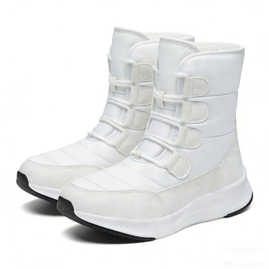 Snowboots - Snowboots dames - Sneeuwlaarzen - Waterdicht/Winddicht snowboots - Met pluche voering - Winterse warmte - Winterlaarzen voor dames - Wit - Maat 42