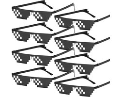 Aicharynic Pixel zonnebril, kleuren partybril, mozaïekbril, Thug Life bril, MLG Shades kleuren, feestbril, grappige brillen voor carnaval, muziekfestivals, party, bar (zwart, 8 stuks)