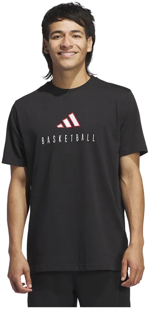 Adidas Worldwide Hoops Logo Performance Graphic T-shirt Met Korte Mouwen Regular Man Zwart