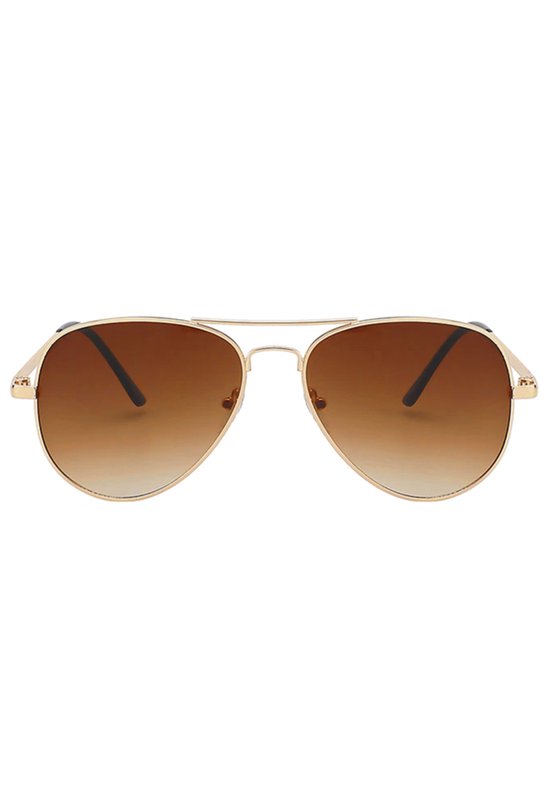 KIMU Zonnebril Avator Heren - Goud Montuur - Bruine Glazen Gradient - Gouden Pilotenbril Seventies Vintage Retro Piloot Model Festival van Merkloos — afbeelding 3