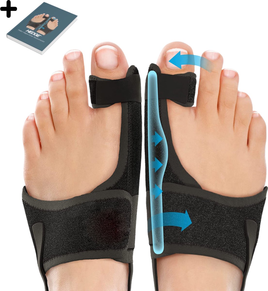 Hedge® Hallux Valgus Grote Teencorrector - Hallux Valgus Nachtspalk - Bunion Corrector - Teenspreiders voor Hallux Valgus - Universeel - Set van 2 incl. Handleiding en Oefeningen