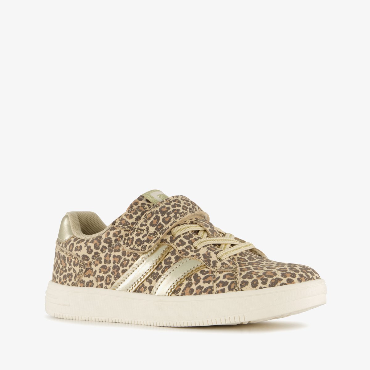 Blue Box meisjes sneakers met panterprint beige goud - Maat 21 - Uitneembare zool