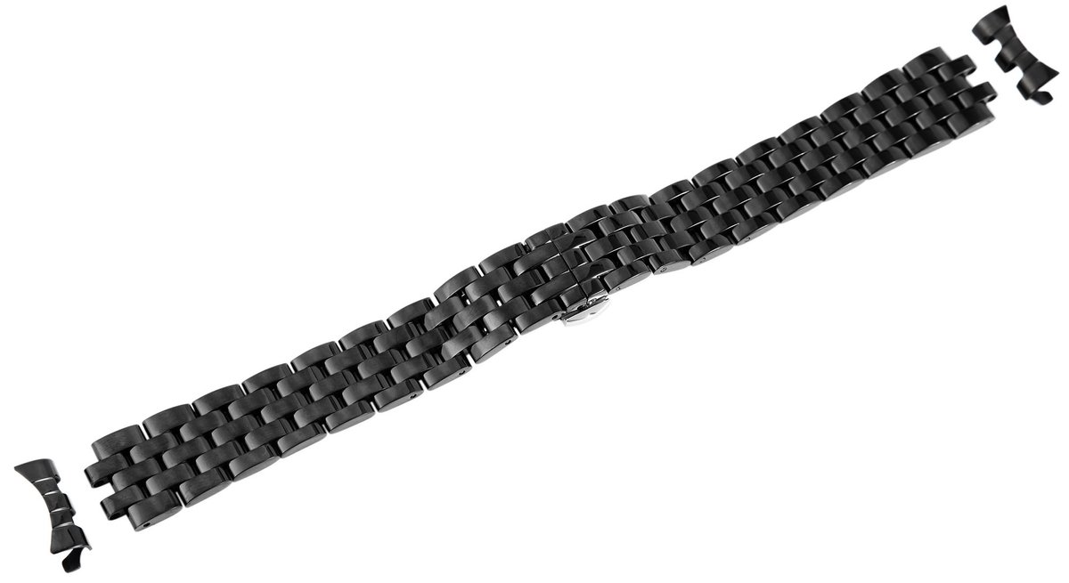 Engelhardt Engelhardt heren vervangende armband MB0023 roestvrijstalen horlogeband, zwart, vlindersluiting,