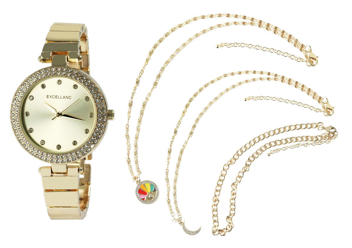 Excellanc Excellanc Dames Cadeauset 1800245 Excellanc geschenkset met dameshorloge en drie kettingen
