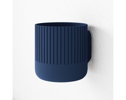 Fleuriek - Bloempot voor aan de muur Blauw - Japandi hangpot binnen voor plantenwand, Decoratieve plantenhangers - Kunststof plantenpot voor aan de wand - D12 cm