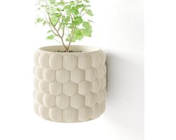 Fleuriek - Hangpot voor aan de muur - Beige Hangende bloempot voor plantenwand - Decoratieve wandpot binnen - Decoratieve wandpot binnen, plantenpot - D12 cm - Beige