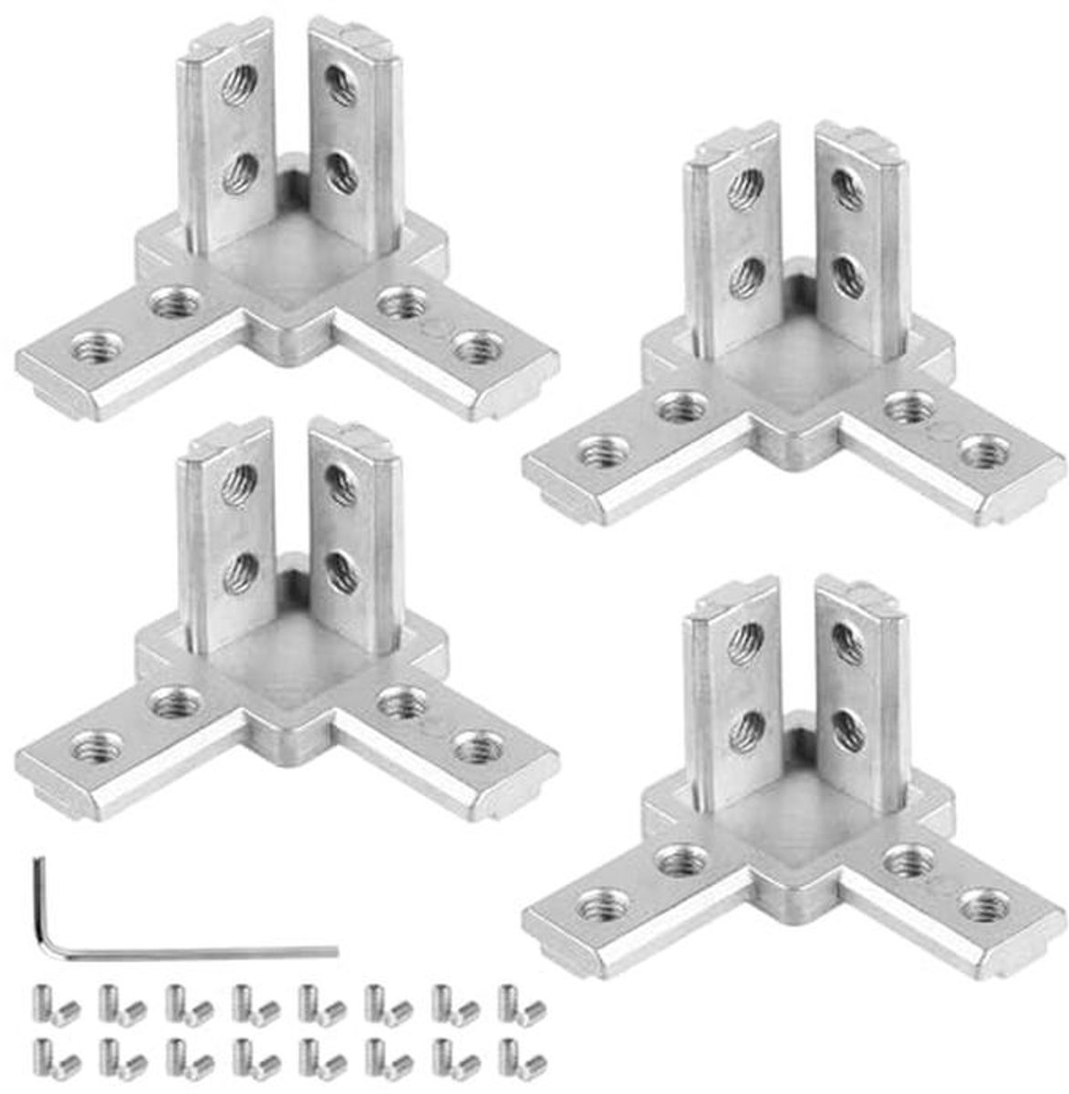 Aluminium Profiel Hoek Connector 3-Weg - Bevestigingsmateriaal voor Meubel- en 3D-Printprojecten