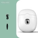 Witte elektrische nagelknipper van 'Haoyuebai' met USB-kabel en adapter.