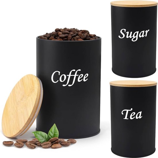 Koffieblik met vacuümdeksel, luchtdichte opslag, mottenbestendig, koffieblik van glas, BPA-vrij, borosilicaatglazen houder, duurzame opslag, 2000 ml