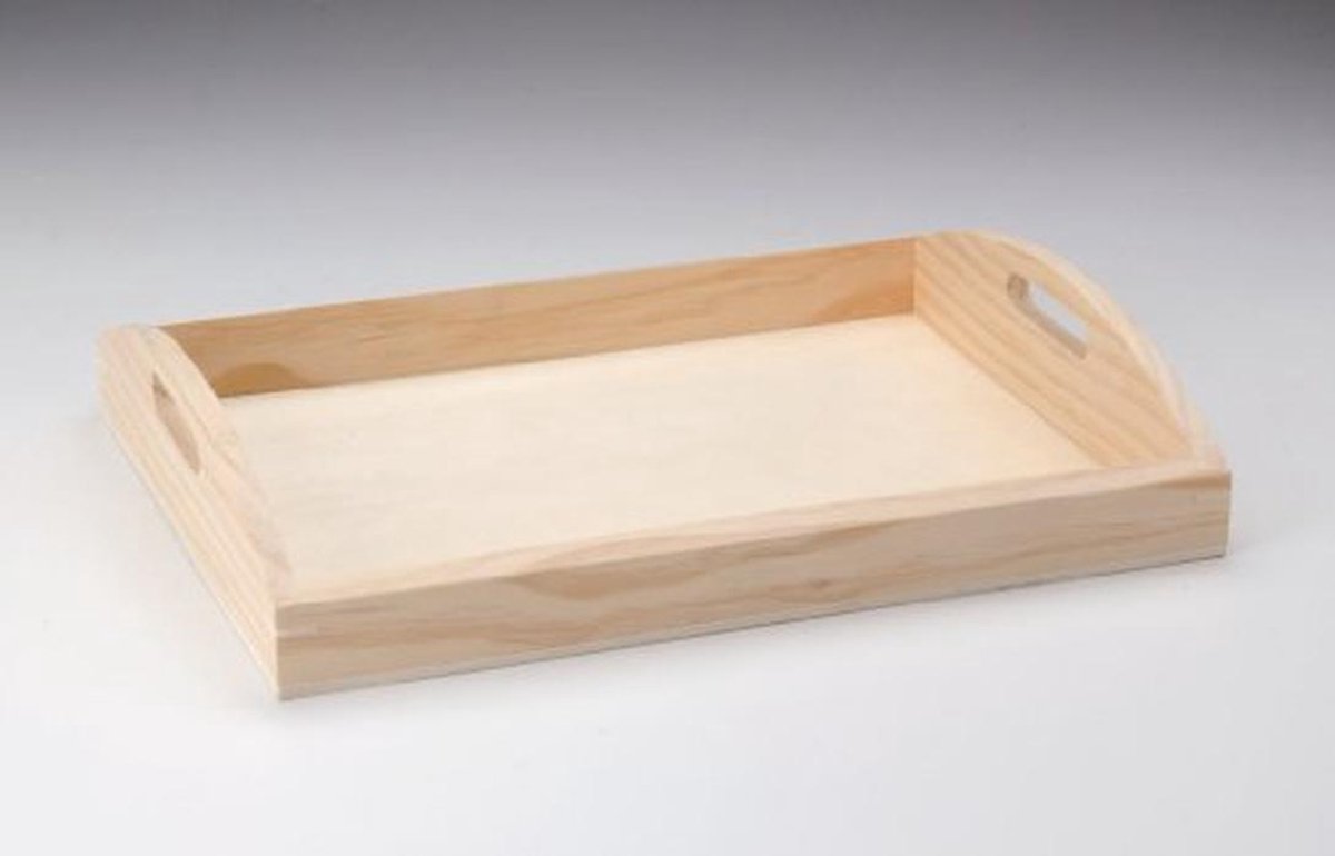 Natuurlijk houten dienblad 36 x 28 x 7 cm