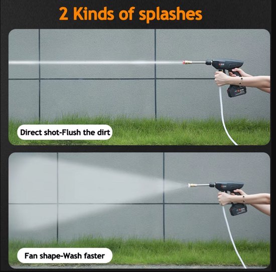 Draadloze Hogedrukreiniger met Accu - Krachtige Waterreiniger voor Auto, Terras & Tuin - Complete Set, Meerdelig van Merkloos	 — afbeelding 2