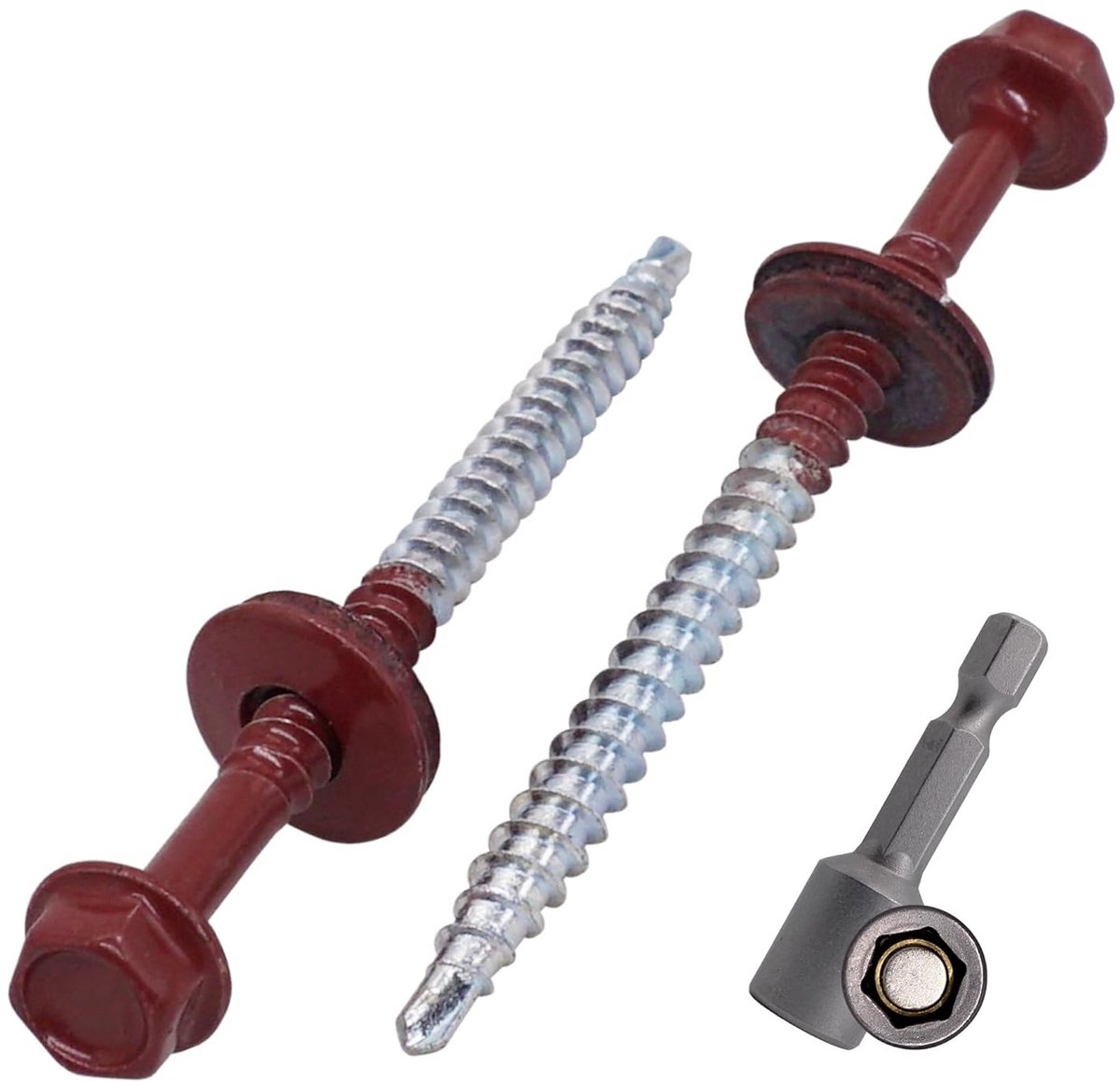 Geanodiseerde Dakschroeven 4.8 x 70 mm met Zeskantkop en Zelfborende Functie - 50 Stuks