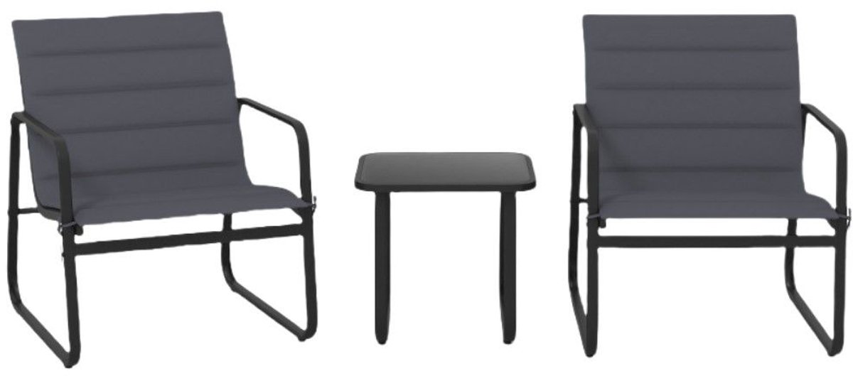 Balkonset 2 personen - Tuinset - Bistroset - Grijs - 3 delig - Tuintafel en 2 stoelen - 2 personen - Metaal