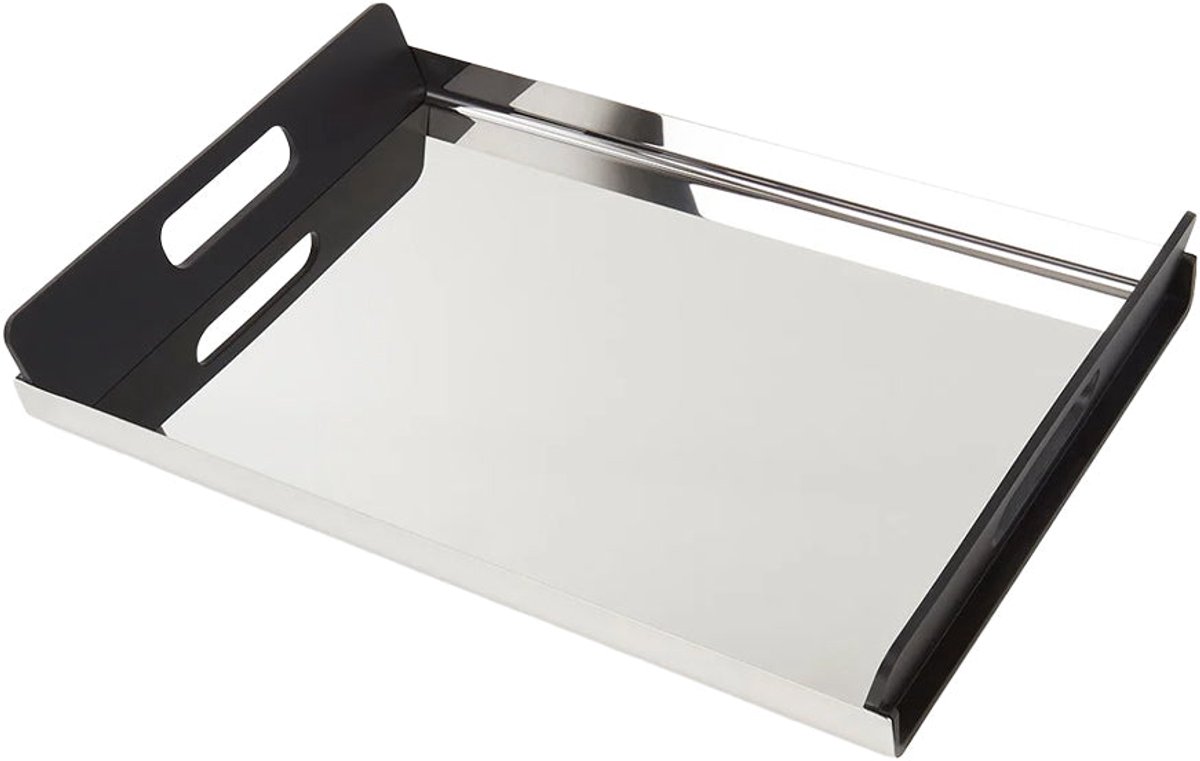 Alessi Vassily - Dienblad - met handgrepen - roestvrijstaal & Zwart melamine