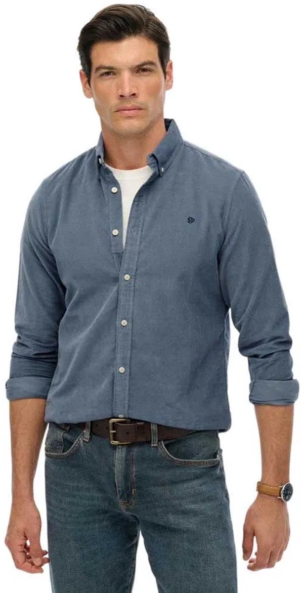 Superdry Classic Needle Cord Overhemd Heren Lange mouwen shirts Blauw