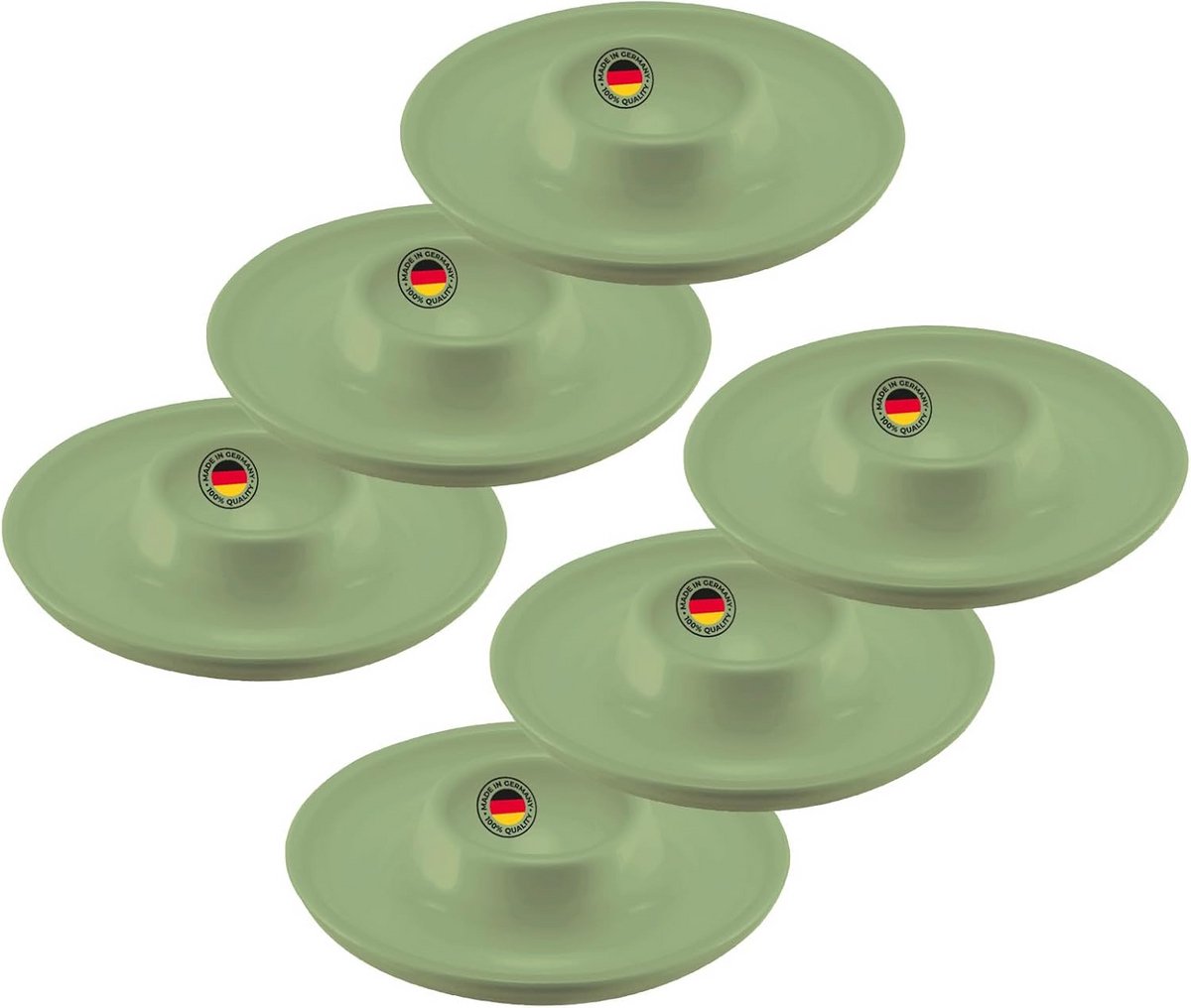 Eierdopjes en Eierlepels Set - 6 Stuks Rond - Hoogwaardig Kunststof - Mintgroen