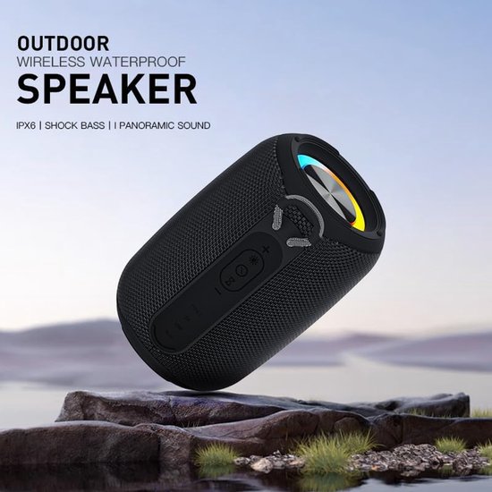 Mini Bluetooth Speaker - Waterdichte RGB Lichtshow Speaker - Compatibel met PC, Laptop en Smartphone - Draagbare Buitenspeaker - Feest- en Gaming Speaker - Voor Jongeren en Buitengebruik - RGB Speaker - Zwart - 1 Stuk van Merkloos — afbeelding 4