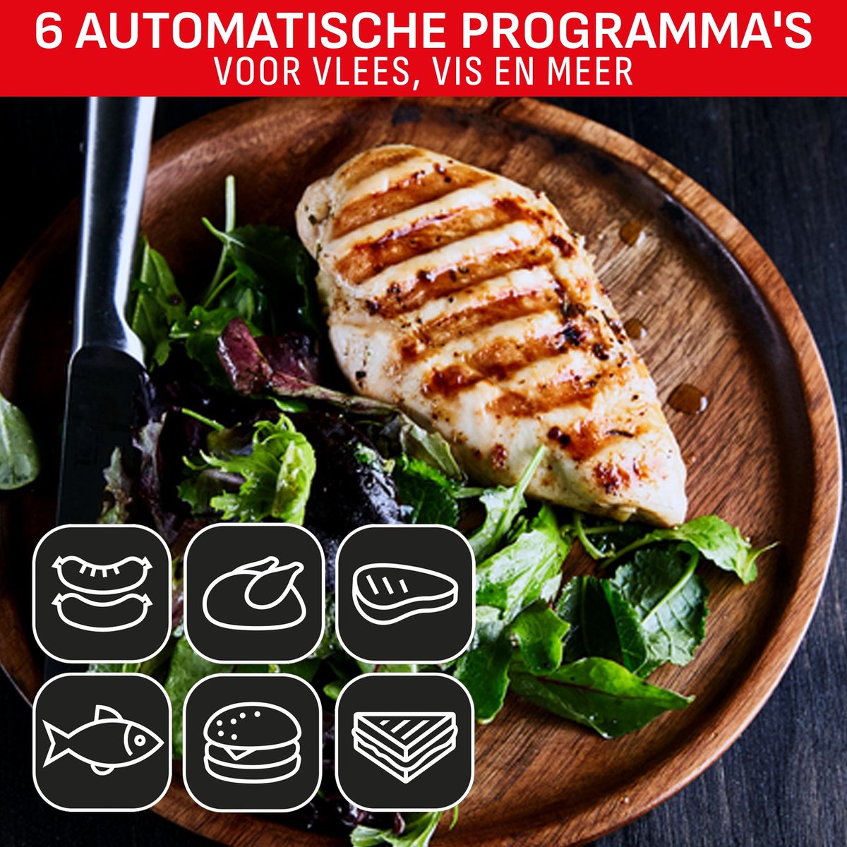 Bol.com Tefal Optigrill+ GC718D10 - Contactgrill - 6 automatische programma’s - RVS - Inclusief tang - 2000W aanbieding