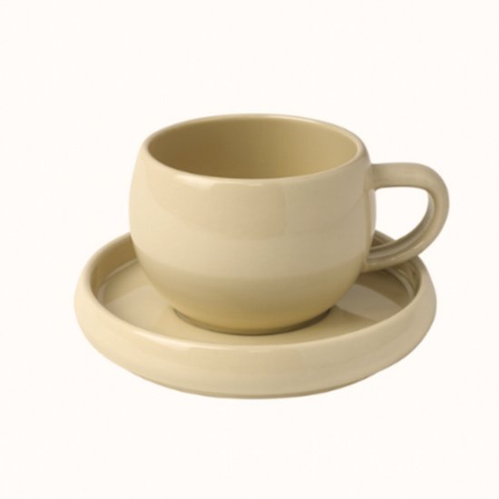 Almina Lissa Bonna - Service à café - 12 pièces - Crème - 220 ml - Porcelaine - Tasses à café