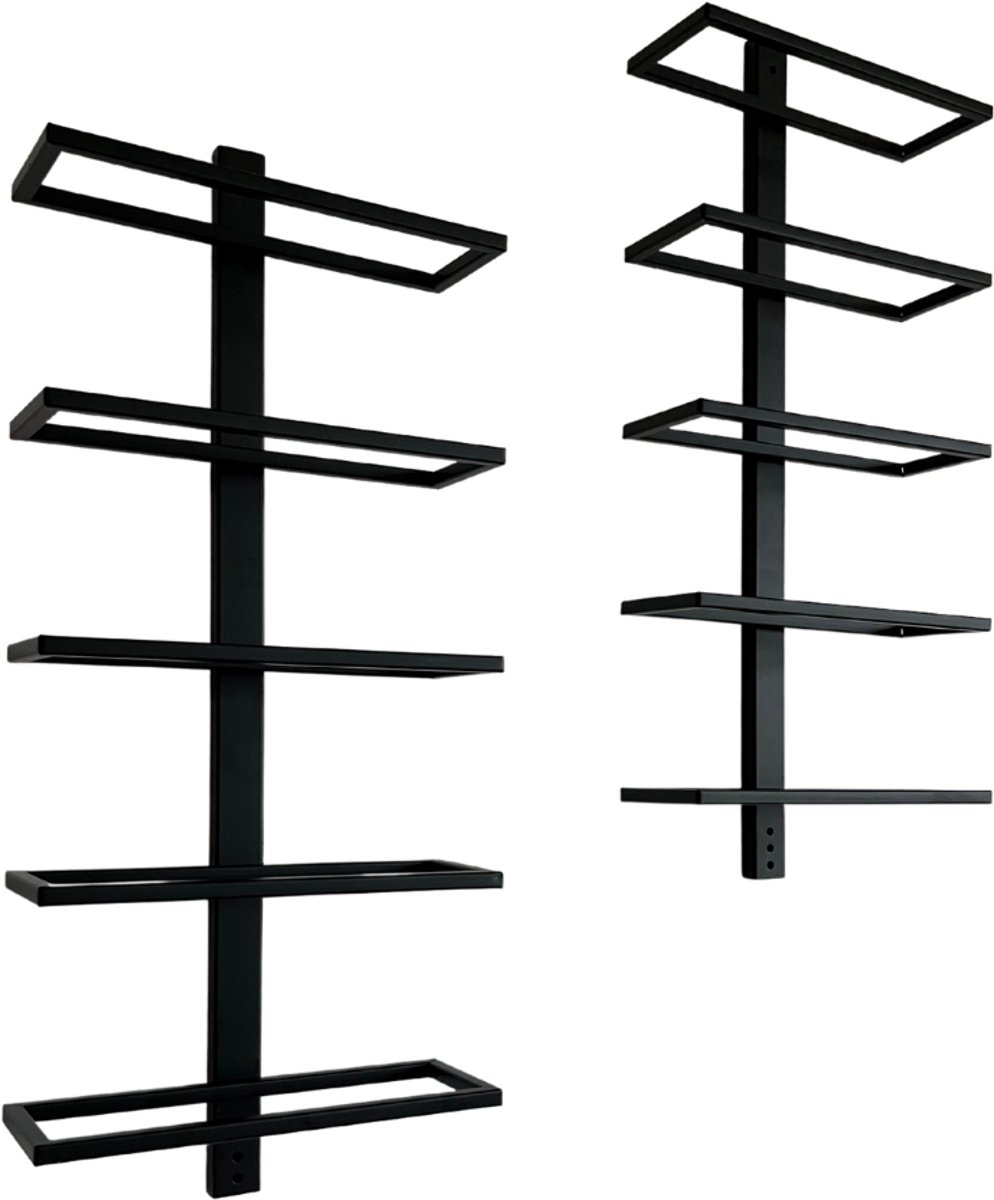 SINIA Living® - Wijnrek - 5 flessen - Wijnrek muur - Mat zwart - Metaal - Wijnrekken - Modern - Hangend wijnrek - Muur monteren - Industrieel - Wijnliefhebber - Wijnrek hangend - Wand - Vino - Wijnaccessoires - Aan de muur - wijnfleshouder — cadeau in Wonen & Interieur - foto 8