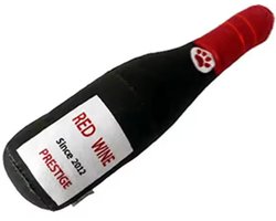 Pluche honden speeltje fles rode wijn - hond - fles - wijn - hondenknuffel - hondenspeelgoed - huisdier - cadeau