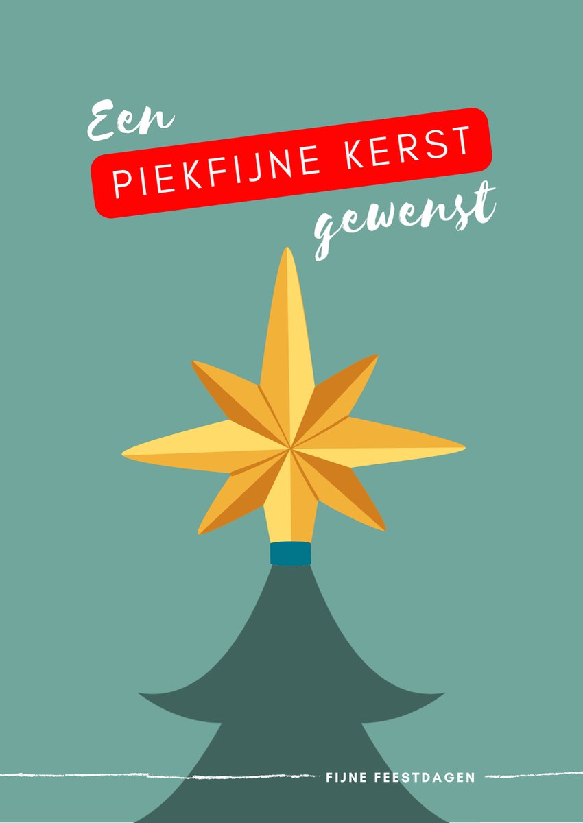 Originele kerstkaart – “Een piekfijne kerst gewenst” – Spreekwoordelijke kerstkaart met envelop – Studio Spreekwoord