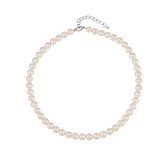 Unisex Imitatie parelketting – Stainless Steel Zilverkleurig | Diverse Lengtes & Maten - The Jewellery Salon - 10mm - 45+5 -