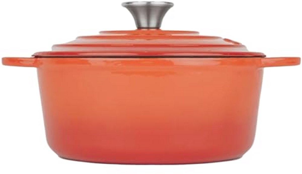 Gietijzeren Cocotte 22 cm - Geëmailleerd, Ronde Pan Geschikt voor Alle Warmtebronnen