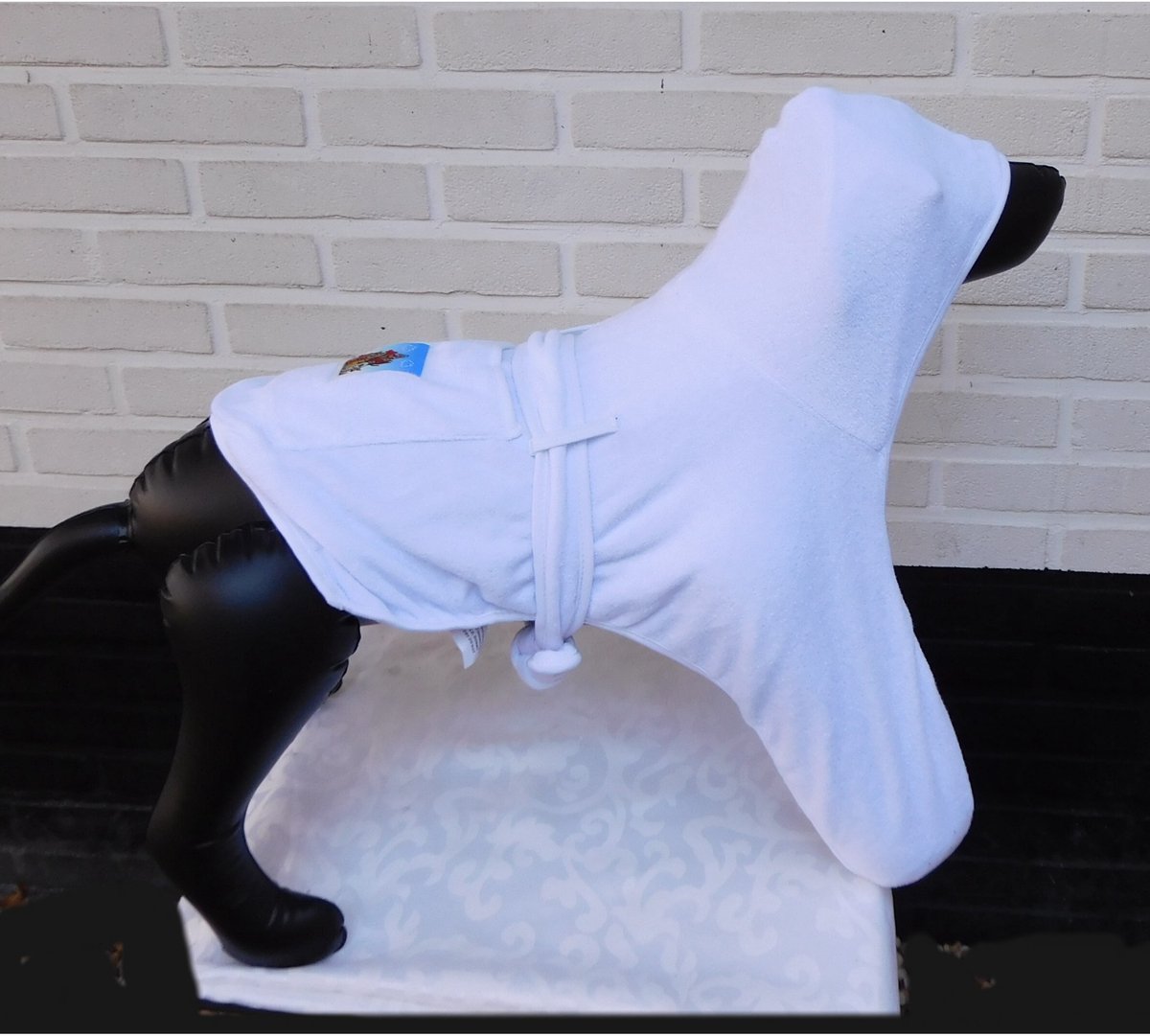 Hetty'S - Witte badjas/ handdoek voor honden - Met Hoodie- Leuke applicatie - Maat S-M