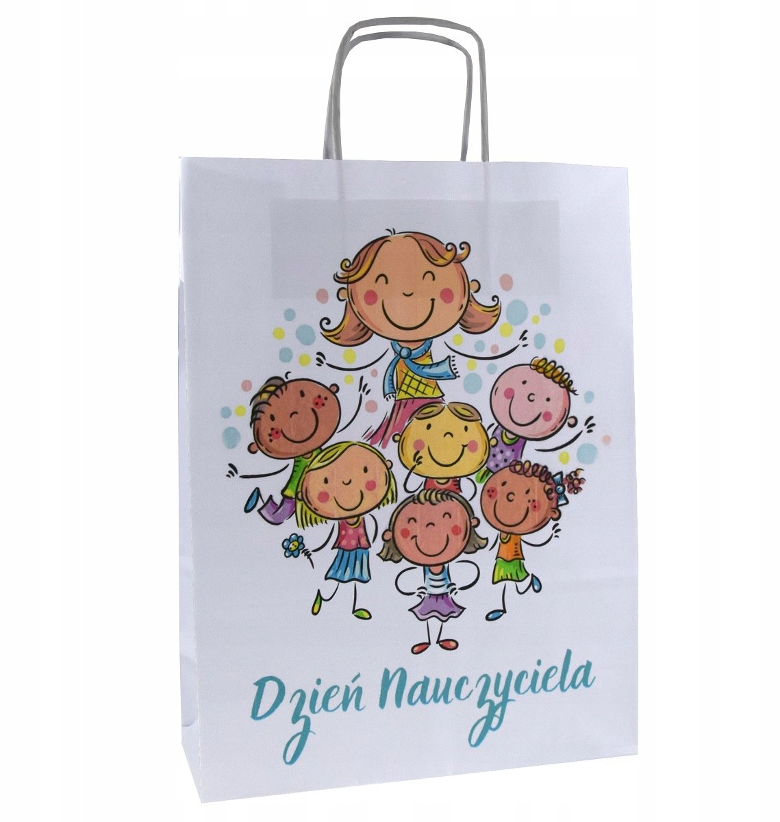 Papieren Cadeautas Leraarsdag 24x10x32cm - Bedrukte A4 Cadeauzak