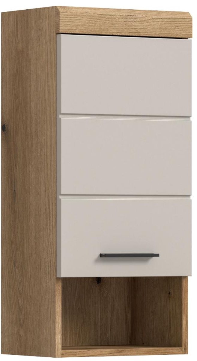 Scout badkamerkast wandgemonteerd 1 deur, 1 plank kasjmier decor mat, eiken decor.