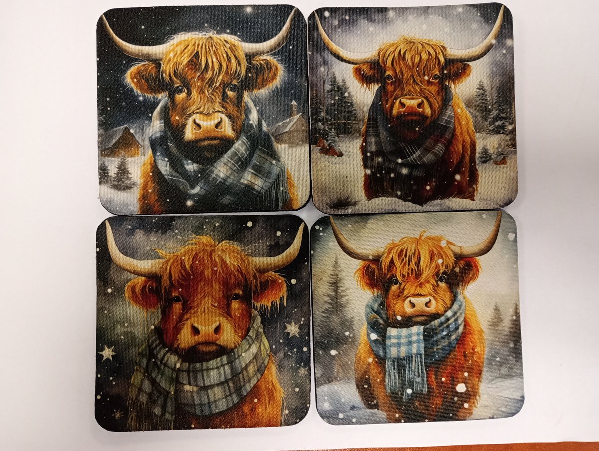 Bedrukte onderzetters kerst, set van 4