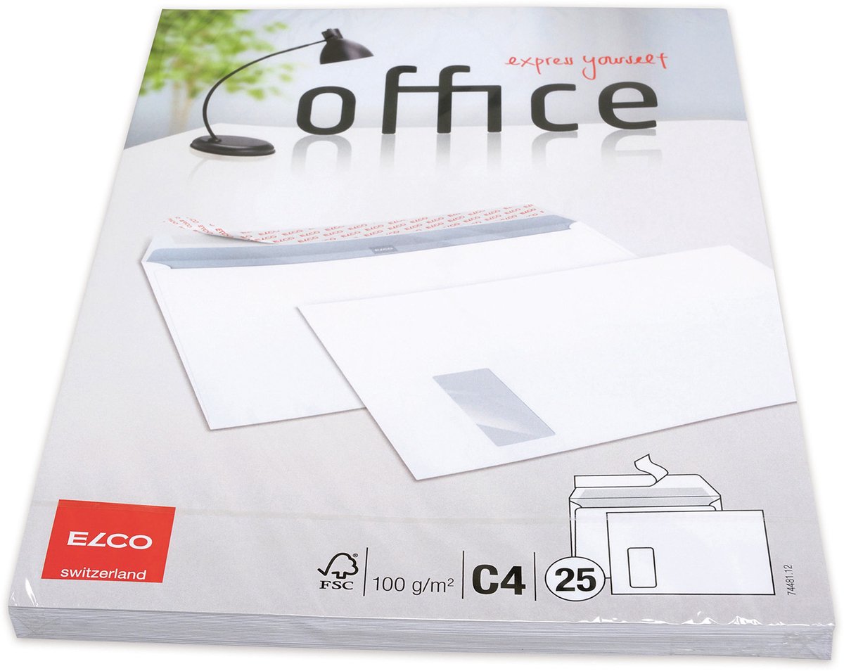 Elco 74481.12, C4 (229 x 324 mm), Wit, Papier, 100 g/m², 25 stuk(s), Forest Stewardship Council (FSC)