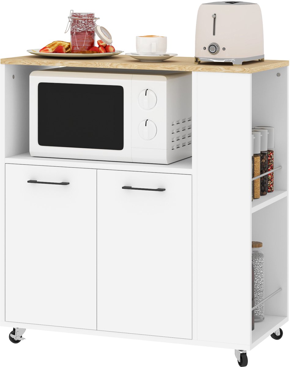 HOMCOM Keukenwagen - Spaanplaat - 75x40x80,5cm - Wit