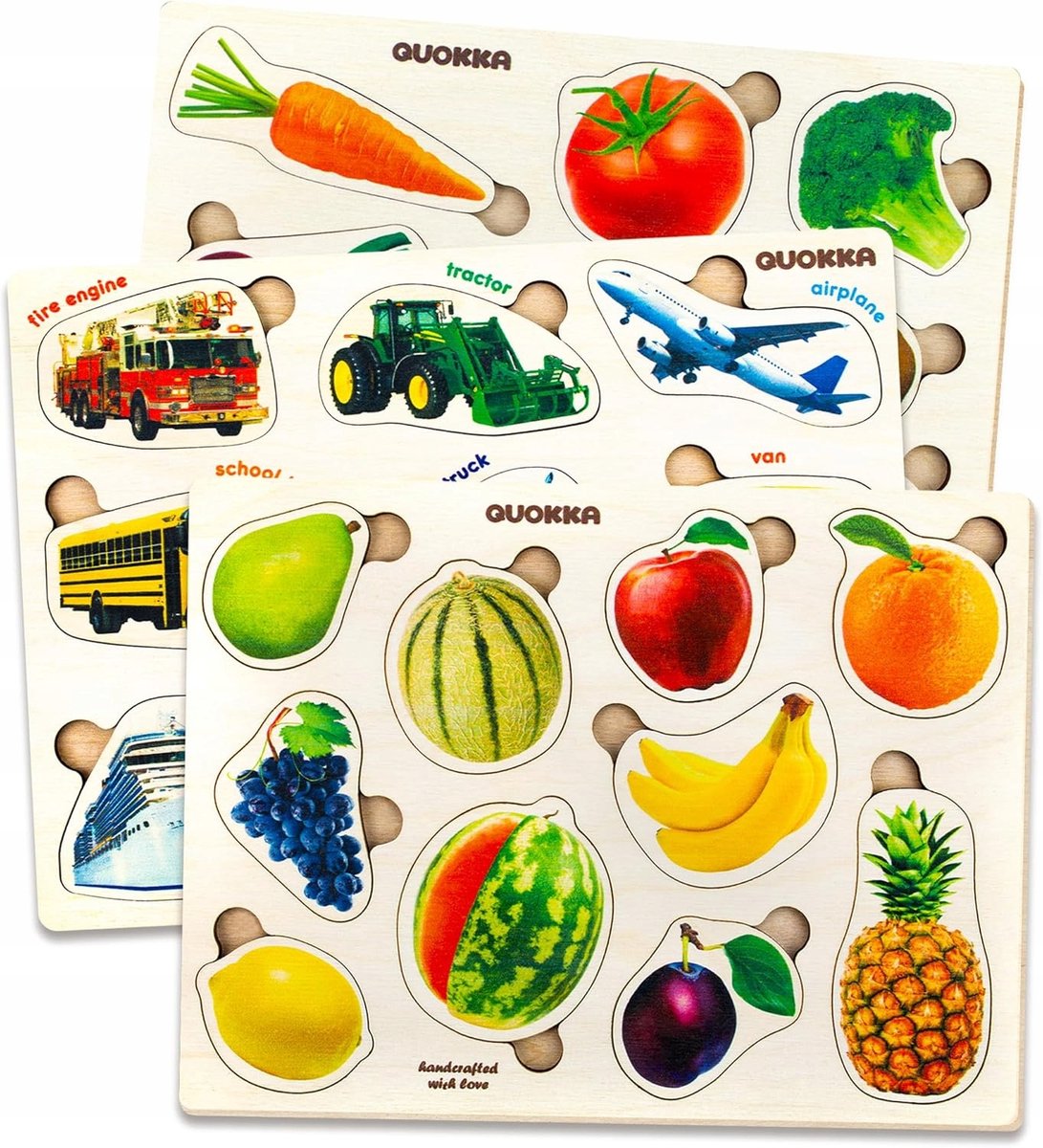 Houten Puzzels Fruit & Groente - Educatief Speelgoed 1-3 Jaar