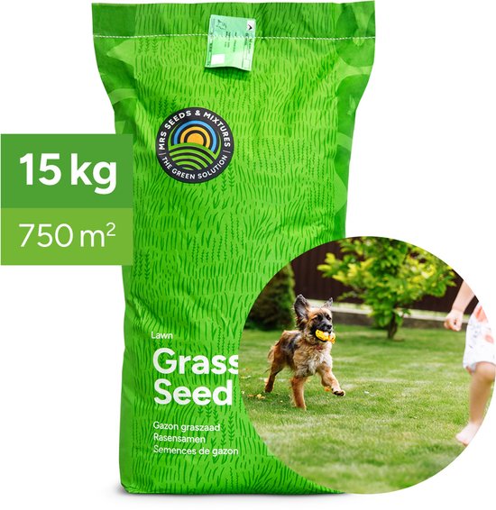MRS Family - Semences de gazon pour pelouses ludiques et sportives - 15 kg pour 750 m² - Gazon très résistant - Grande capacité d'auto-cicatrisation - Gazon très dense - Germination rapide - Certifié NAK