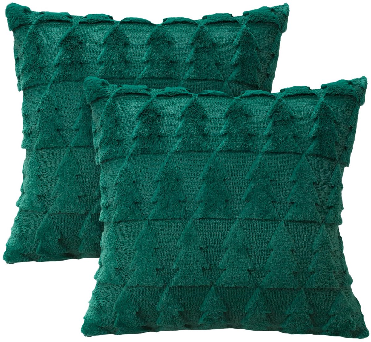 Unyqoos Set van 2 luxe kussenhoezen met kerstboomontwerp voor woonkamer en slaapkamer Groen