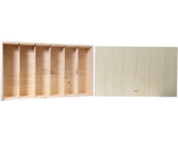 Wijnkist 6 Flessen – Houten Cadeauverpakking Wijn – Incl. Houtwol – 6-Vaks Wijnkist
