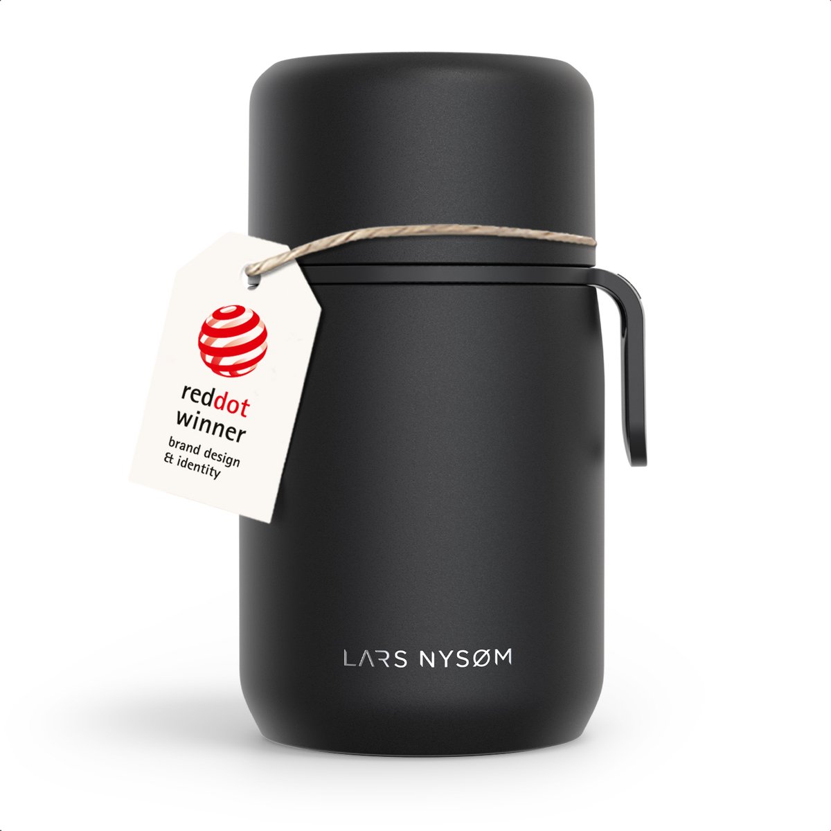 LARS NYSØM Vacuüm Geïsoleerde Voedselcontainer van Roestvrij Staal - Lekvrije Lunchpot voor Warme en Koude Gerechten, Brede Thermosbeker voor Soep, Werk & Reizen (Carbon Black)