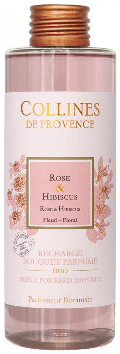 Collines de Provence Navulling Bouquet Parfumé Duo 200 ml (Geur : Roos & Hibiscus)