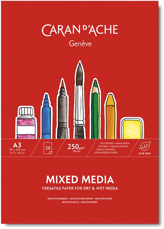 Bloc de papier technique mixte Caran d'Ache A3 20 feuilles